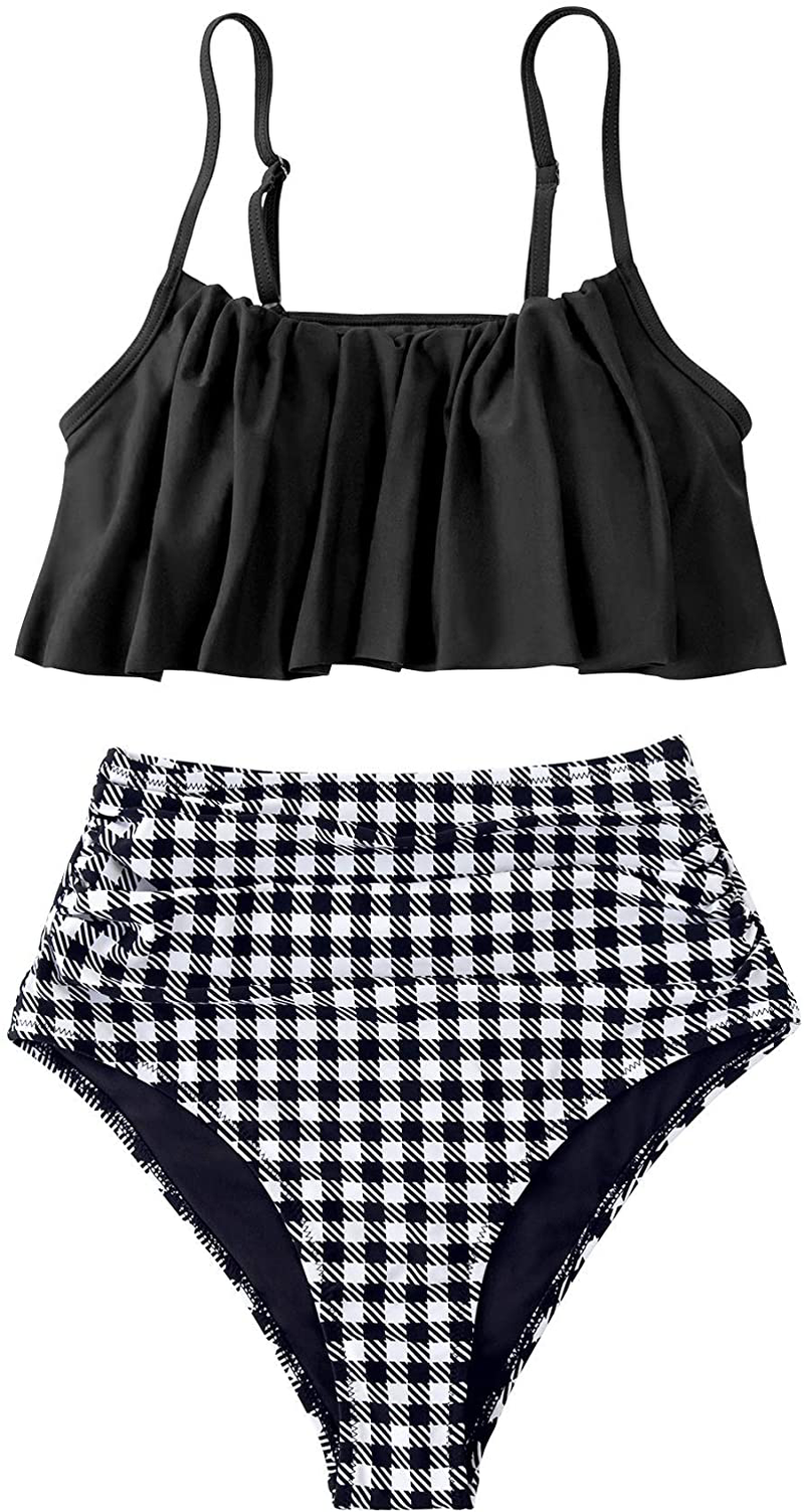 CUPSHE Women's High Waisted Falbala Bikini Set Apparel & Accessories > Clothing > Swimwear KYLIE MAX   