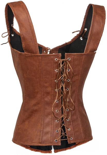 Bslingerie Womens Faux Leather Renaissance Steampunk Bustier Corset Apparel & Accessories > Clothing > Underwear & Socks > Lingerie Bslingerie   