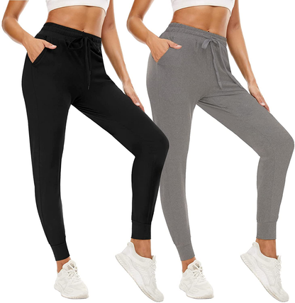 QGGQDD 2 Pack Joggers for Women - Sweatpants with Pockets Yoga Lounge Black Workout Pants Apparel & Accessories > Clothing > Activewear Kylie Max   