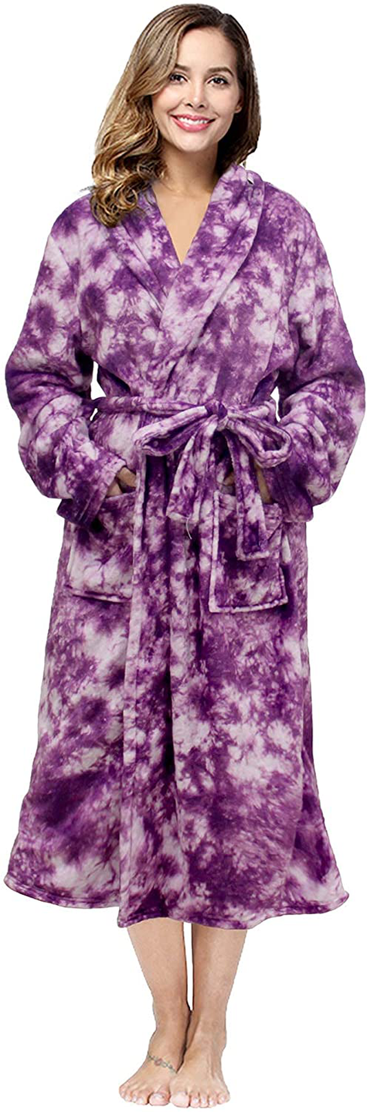 RONGTAI Womens Bathrobe Ladies Fleece Plush Warm Long Robes Apparel & Accessories > Clothing > Sleepwear & Loungewear > Robes Kylie Max   