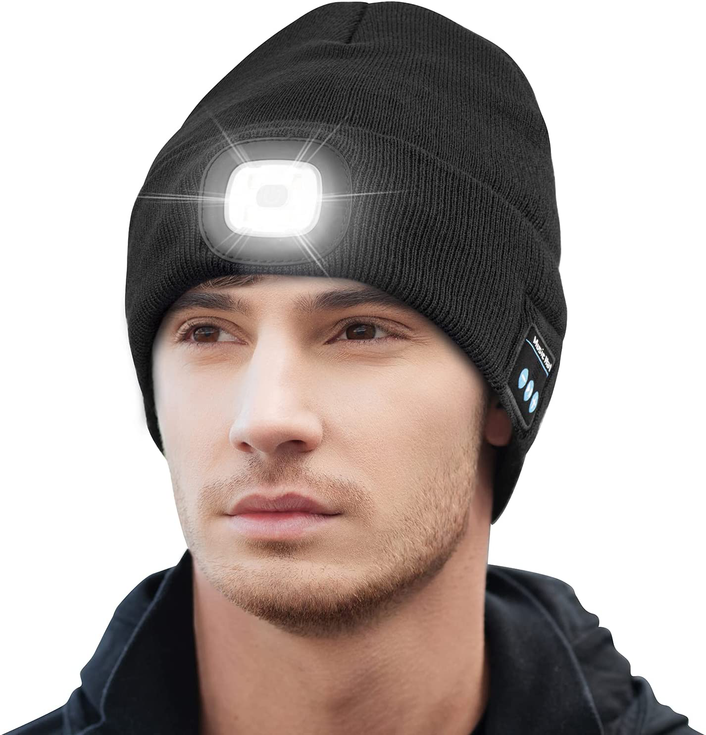 Keains Unisex Bluetooth Beanie Hat with Light, Upgraded Musical Knitted Cap with Headphone and Built-in Stereo Speakers & Mic, LED Hat for Running Hiking,Christmas Gifts for Men Women Dad Arts & Entertainment > Party & Celebration > Gift Giving Keains Black  
