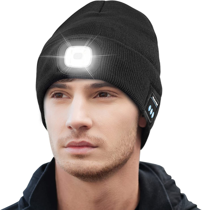 Keains Unisex Bluetooth Beanie Hat with Light, Upgraded Musical Knitted Cap with Headphone and Built-in Stereo Speakers & Mic, LED Hat for Running Hiking,Christmas Gifts for Men Women Dad Arts & Entertainment > Party & Celebration > Gift Giving Keains Black  