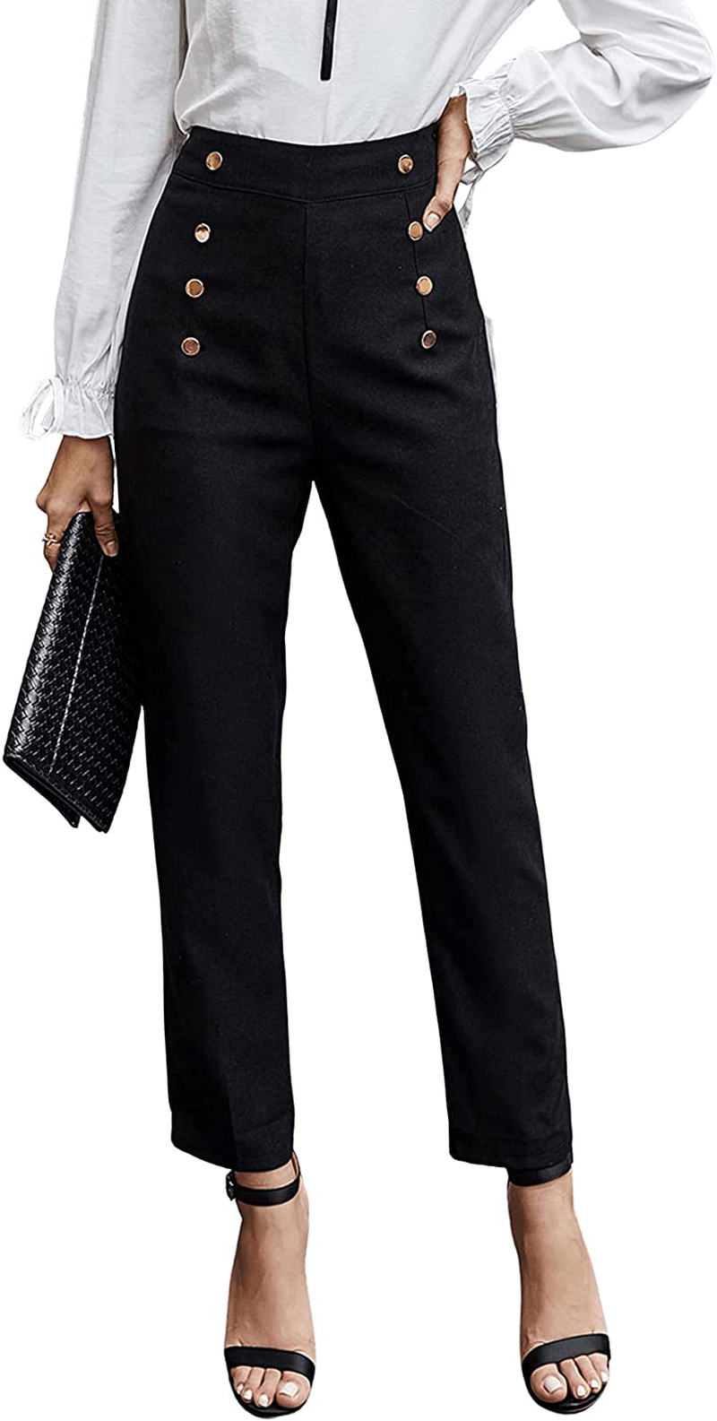 SweatyRocks Women's Casual Skinny Leggings Stretchy High Waisted Work Pants Apparel & Accessories > Clothing > Activewear SweatyRocks   