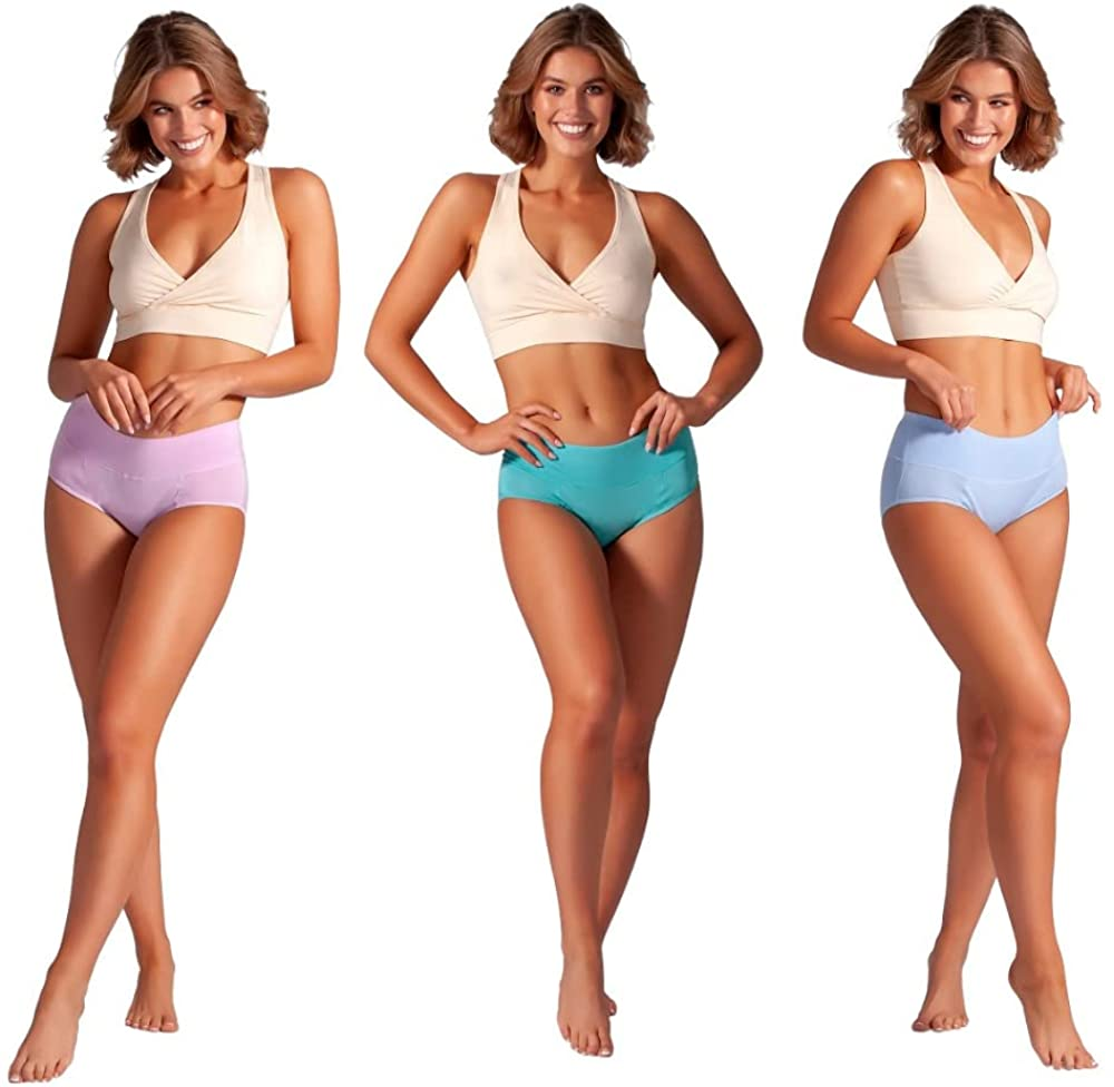 Bambody Absorbent Panty: Period Panties/Maternity & Postpartum Underwear Apparel & Accessories > Clothing > Underwear & Socks > Underwear Bambody 3 Pack (Pink/Blue/Green) Medium 