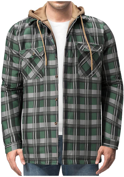 Merthy Mens Big and Tall Berber Lined Flannel Shirts Jacket Casual Long Sleeve Button down Hooded Plaid Parka Coat S-5XL Apparel & Accessories > Clothing > Underwear & Socks > Shapewear Merthy   
