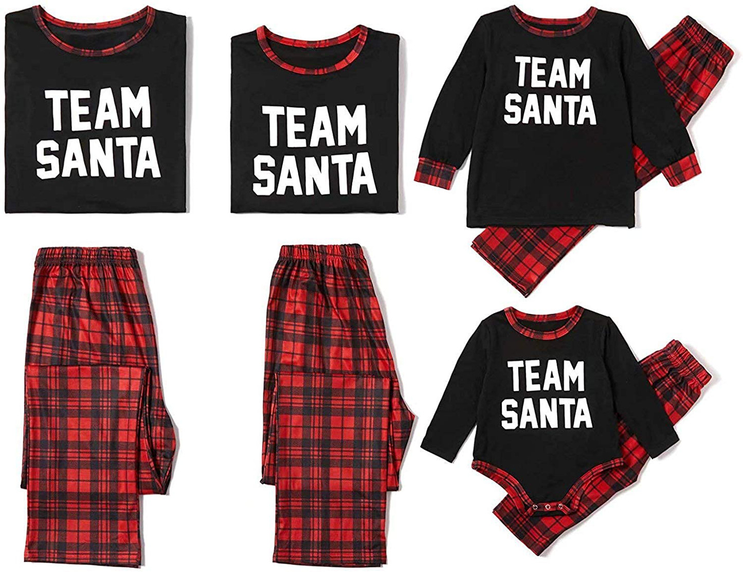 IFFEI Matching Family Pajamas Sets Christmas Pj'S with Deer Long Sleeve Tee and Plaid Pants Loungewear Apparel & Accessories > Clothing > Sleepwear & Loungewear > Pajamas Kylie Max   