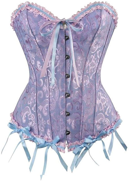 NIYIGEJI Satin Sexy Strong Boned Corset Lace up Overbust Waist Cincher Bustier Bodyshaper Top Apparel & Accessories > Clothing > Underwear & Socks > Lingerie NIYIGEJI Blue-1 4X-Large 