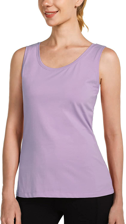 BALEAF Women'S Wide Strap Cotton Workout Tank Tops Yoga Crewneck Sleeveless Shirts Apparel & Accessories > Clothing > Activewear Kylie Max   