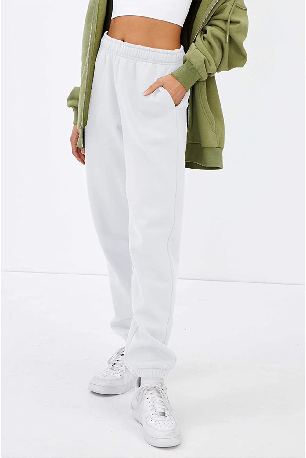Trendy Queen Womens Fleece Sweatpants Warm Comfy Joggers Pants Athletic Lounge Leggings with Pockets Apparel & Accessories > Clothing > Activewear Kylie Max   