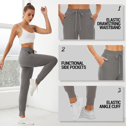 QGGQDD 2 Pack Joggers for Women - Sweatpants with Pockets Yoga Lounge Black Workout Pants Apparel & Accessories > Clothing > Activewear Kylie Max   