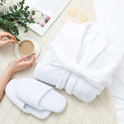 Spa Bathrobe and Slippers - Spa Luxetique Spa Gifts for Women, Flannel and Soft Bath Robe, Bath and Body Gift Set, Home Spa Gift Set Includes Bathrobe and Slippers, Bath Bombs, Body Lotion Apparel & Accessories > Clothing > Sleepwear & Loungewear > Robes Kylie Max   