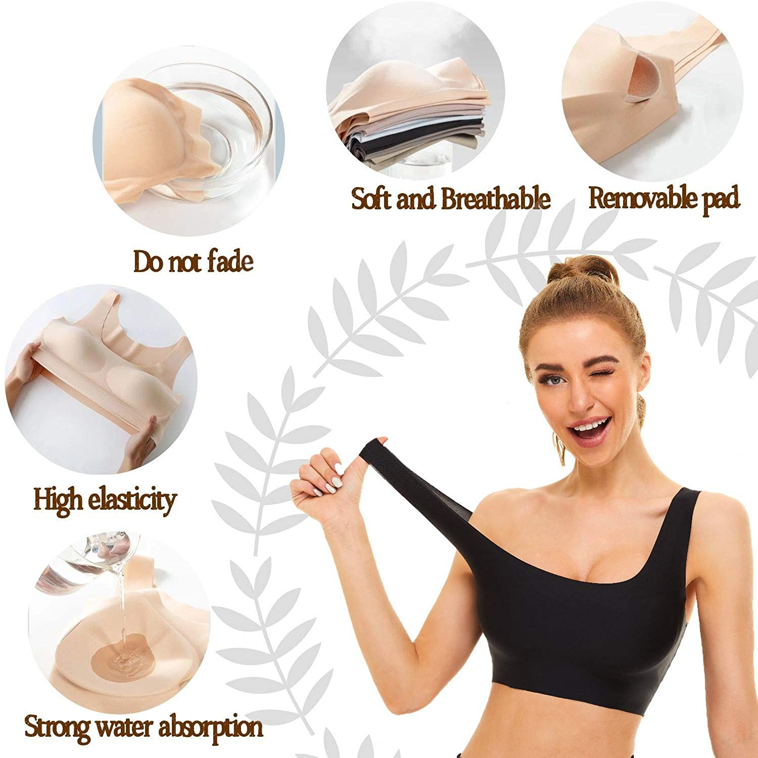 UOTJCNR Women'S Seamless Wireless Invisible Bra Comfy Sleep Bras Thin Soft Daily Bras for Yoga Sport Apparel & Accessories > Clothing > Underwear & Socks > Bras Kylie Max   