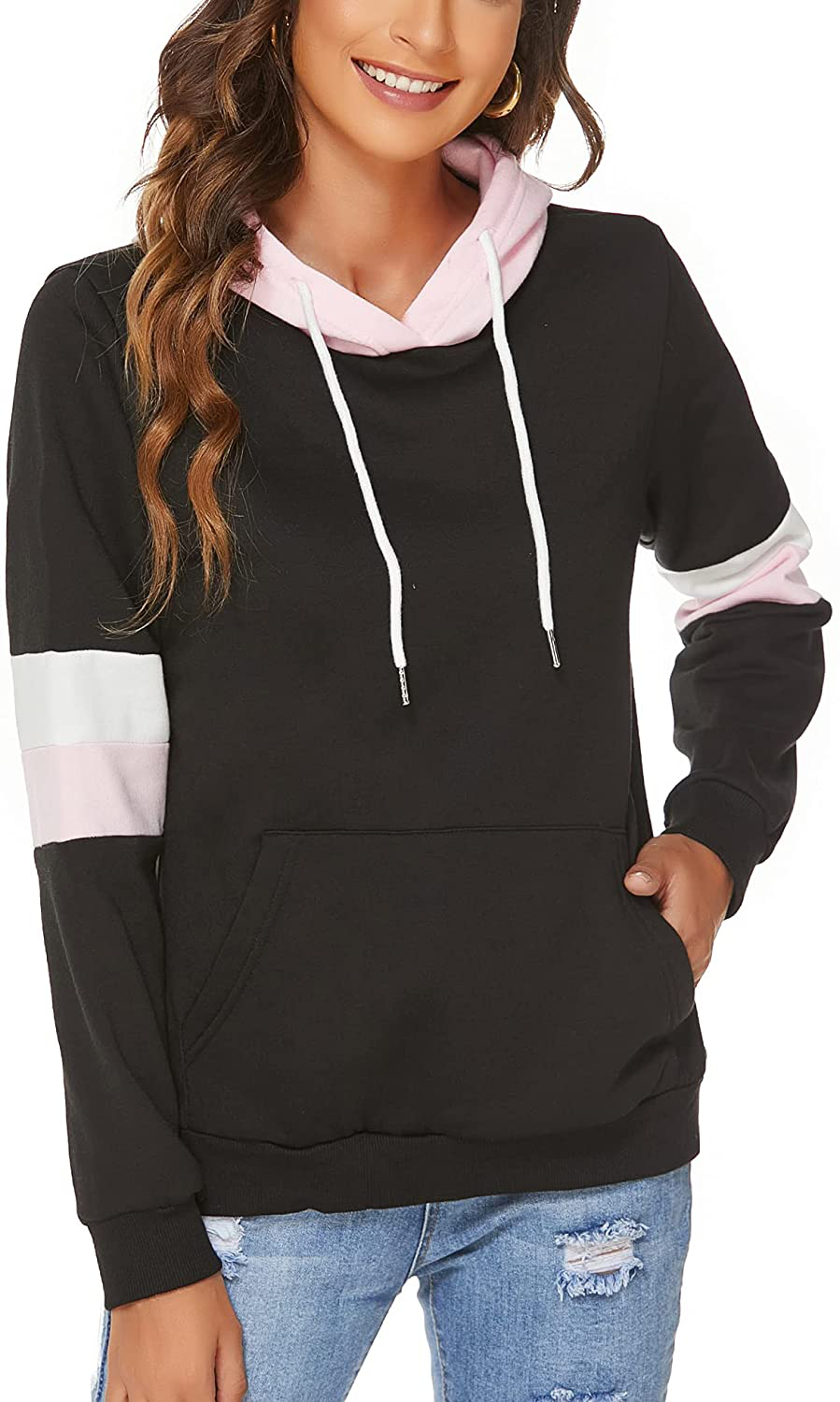 FINWANLO Hoodies for Women Casual Long Sleeve Tops Fleece Pullover Hooded Sweatshirts Jacket with Pockets Apparel & Accessories > Clothing > Activewear Kylie Max   