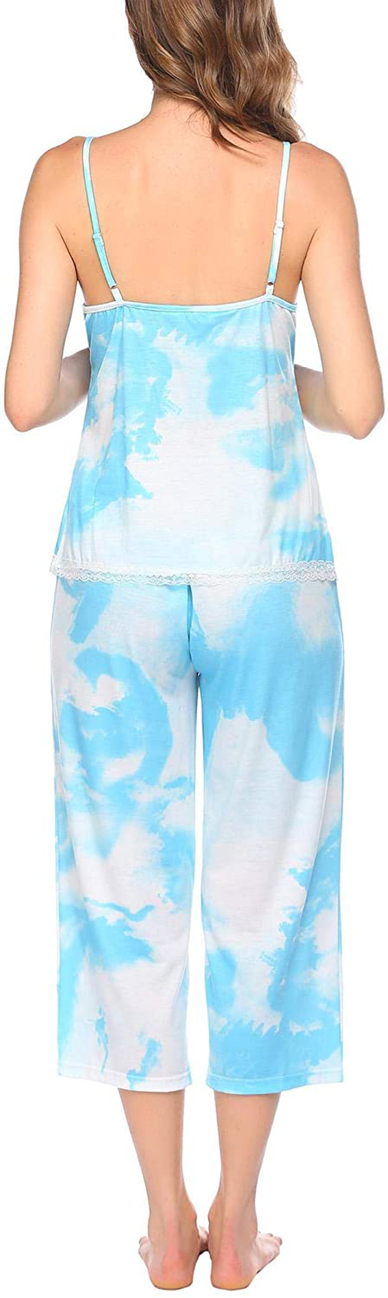 Ekouaer Womens Pajamas Set V-Neck Cami Top and Capris Pants Sleepwear Pjs Set S-XXL Apparel & Accessories > Clothing > Sleepwear & Loungewear Kylie Max   