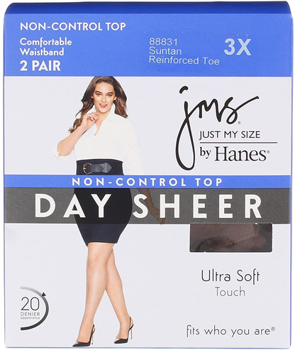 Just My Size Women'S plus Size Smooth Finish Regular Reinforced Toe Panty Hose Eco Apparel & Accessories > Clothing > Underwear & Socks > Shapewear JUST MY SIZE Suntan 3X 