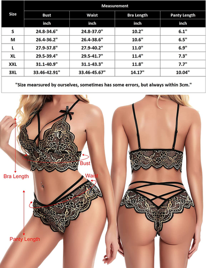 klier Women Sexy Lingerie Set Lace Bra and Panty Sets 2 Piece Strappy Babydoll Bodysuit Apparel & Accessories > Clothing > Underwear & Socks > Lingerie Klier   