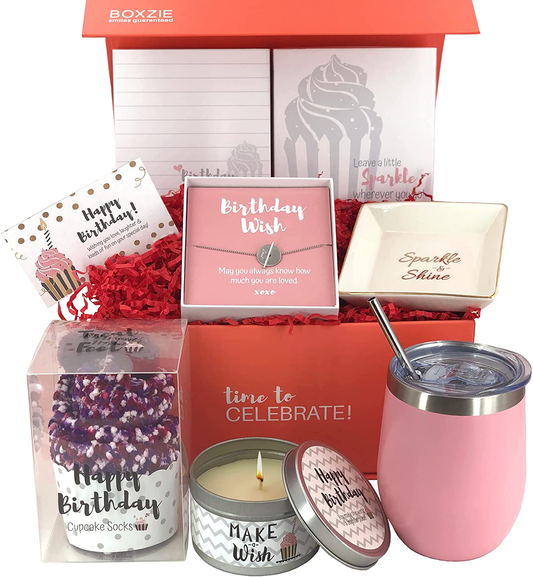 Happy Birthday Box for Women | Premium Unique Gift Ideas for Her | Surprise Package Filled with Fun Gifts for Mom Daughter Sister Best Friend Arts & Entertainment > Party & Celebration > Gift Giving Boxzie   