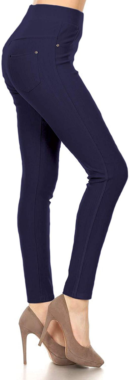 Leggings Depot Premium Quality Women's Cotton Blend Stretch Pull-on Jeggings with Pockets Apparel & Accessories > Clothing > Activewear LEGGINGS DEPOT Navy 2X-3X 