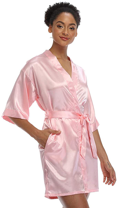 Short Silky Robe for Women Bridal Lightweight Sleepwear Satin Kimono Bathrobe Apparel & Accessories > Clothing > Sleepwear & Loungewear > Robes Ferrendo   