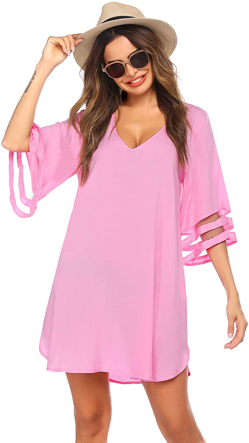 Ekouaer Women'S Swim Cover Ups for Beach Swimwear, Summer Casual Loose Sun Dress Apparel & Accessories > Clothing > Swimwear Kylie Max   