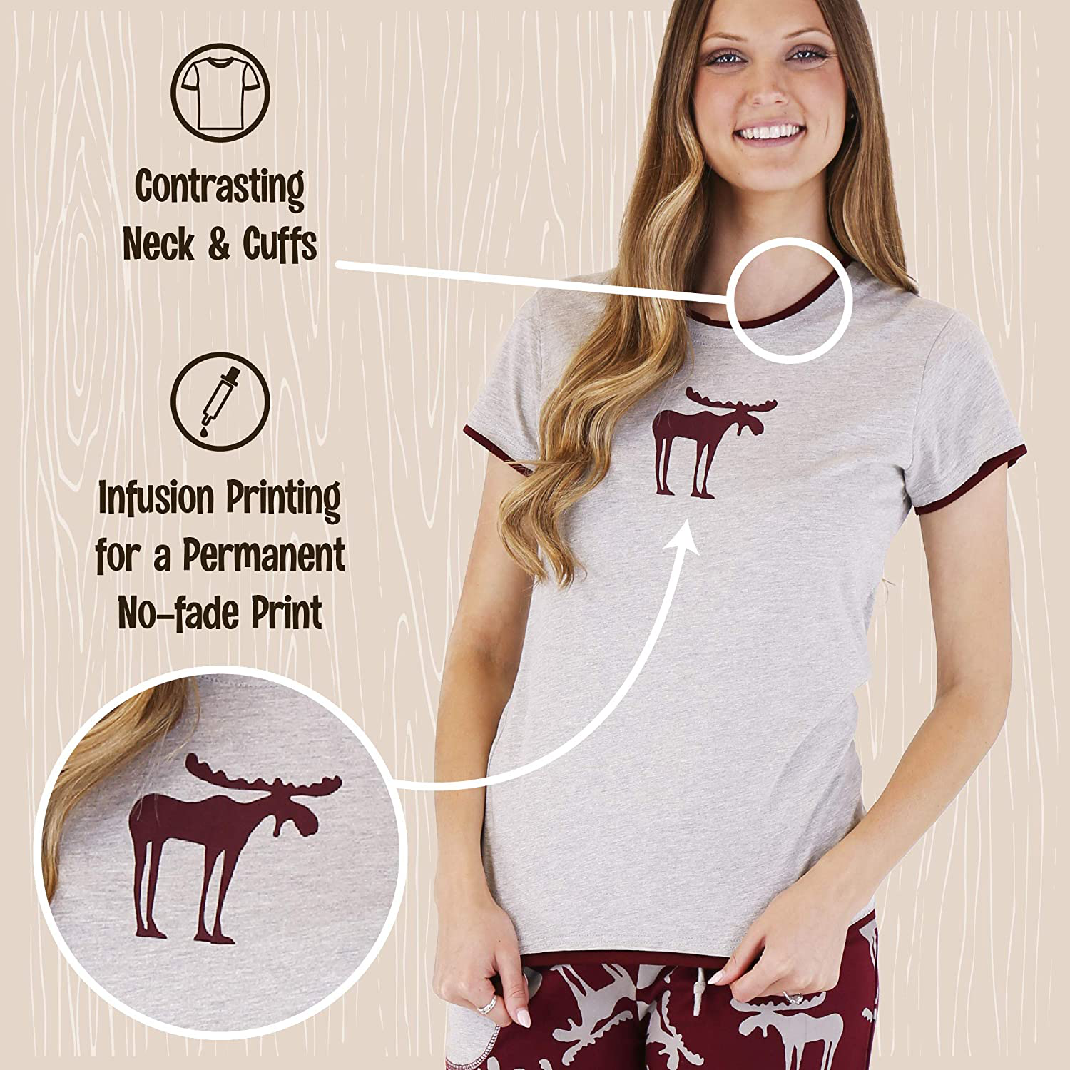 Lazy One Fitted Pajamas for Women, Cute Animal Pajama Top and Pants Separates Apparel & Accessories > Clothing > Sleepwear & Loungewear > Pajamas Kylie Max   