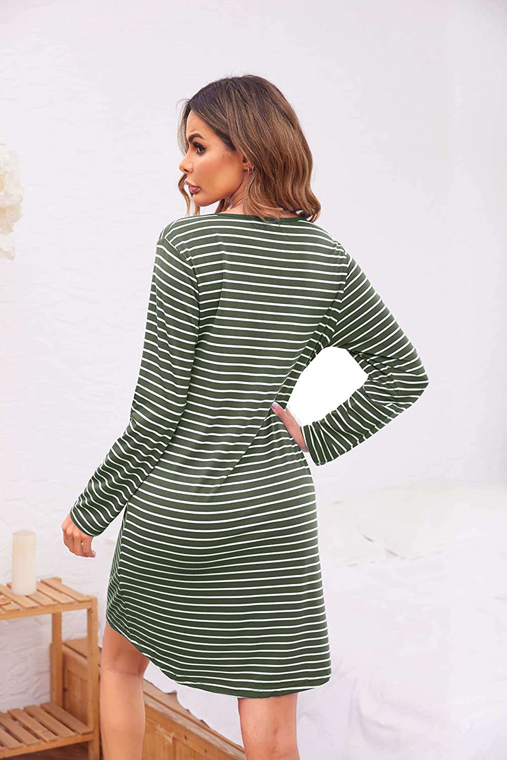 Ekouaer Women'S Nightshirt Long Sleeve Button down Nightgown V-Neck Sleepwear Short Sleeve Pajama Dress Apparel & Accessories > Clothing > Sleepwear & Loungewear > Nightgowns Kylie Max   