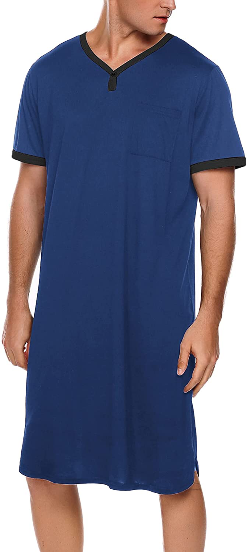 Ekouaer Men'S Nightshirt Nightwear Comfy Big&Tall Short Sleeve Henley Sleep Shirt Apparel & Accessories > Clothing > Sleepwear & Loungewear > Nightgowns Kylie Max   