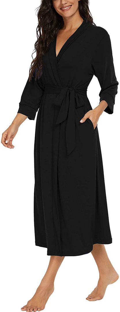 VINTATRE Women Kimono Robes Long Knit Bathrobe Lightweight Soft Knit Sleepwear V-Neck Casual Ladies Loungewear Apparel & Accessories > Clothing > Sleepwear & Loungewear > Robes VINTATRE   