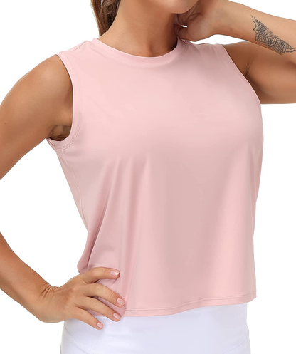Ice Silk Workout Tops for Women Quick Dry Muscle Gym Running Shirts Sleeveless Flowy Yoga Tank Tops Apparel & Accessories > Clothing > Activewear Kylie Max   