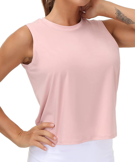 Ice Silk Workout Tops for Women Quick Dry Muscle Gym Running Shirts Sleeveless Flowy Yoga Tank Tops Apparel & Accessories > Clothing > Activewear Kylie Max   