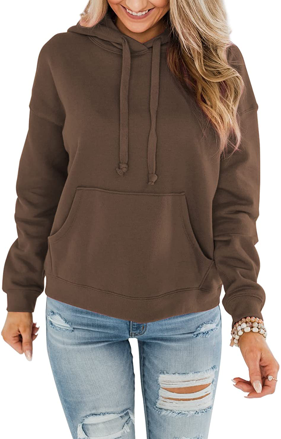 ORANDESIGNE Women’S Casual Hoodies Long Sleeve Pullover Tops Loose Lightweight Sweatshirt with Pocket Apparel & Accessories > Clothing > Activewear Kylie Max   