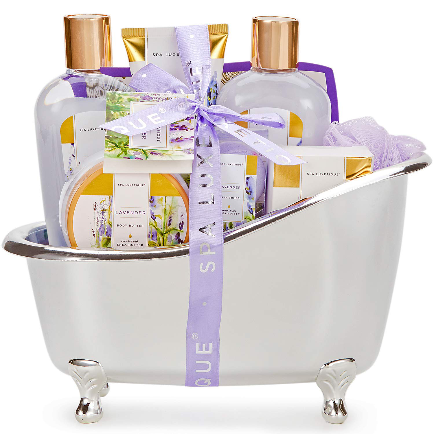 Gift Basket for Women - Spa Luxetique Gifts for Women, 8 Pcs Lavender Spa Set with Body Lotion, Bath Salt, Bath Bombs, Home Relaxing Spa Gifts for Mom, Christmas Gifts for Women Arts & Entertainment > Party & Celebration > Gift Giving spa luxetique   