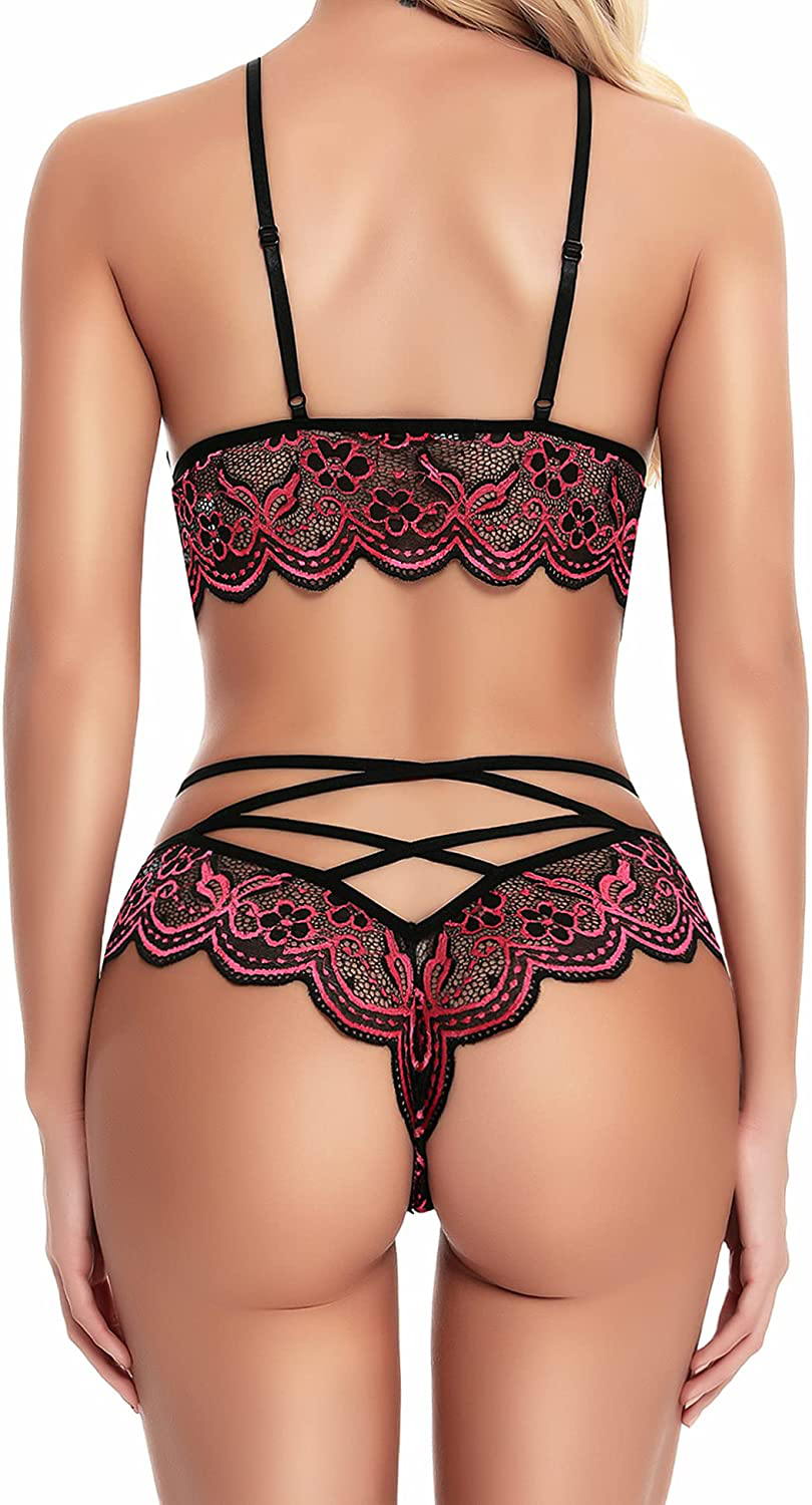 klier Women Sexy Lingerie Set Lace Bra and Panty Sets 2 Piece Strappy Babydoll Bodysuit Apparel & Accessories > Clothing > Underwear & Socks > Lingerie klier   
