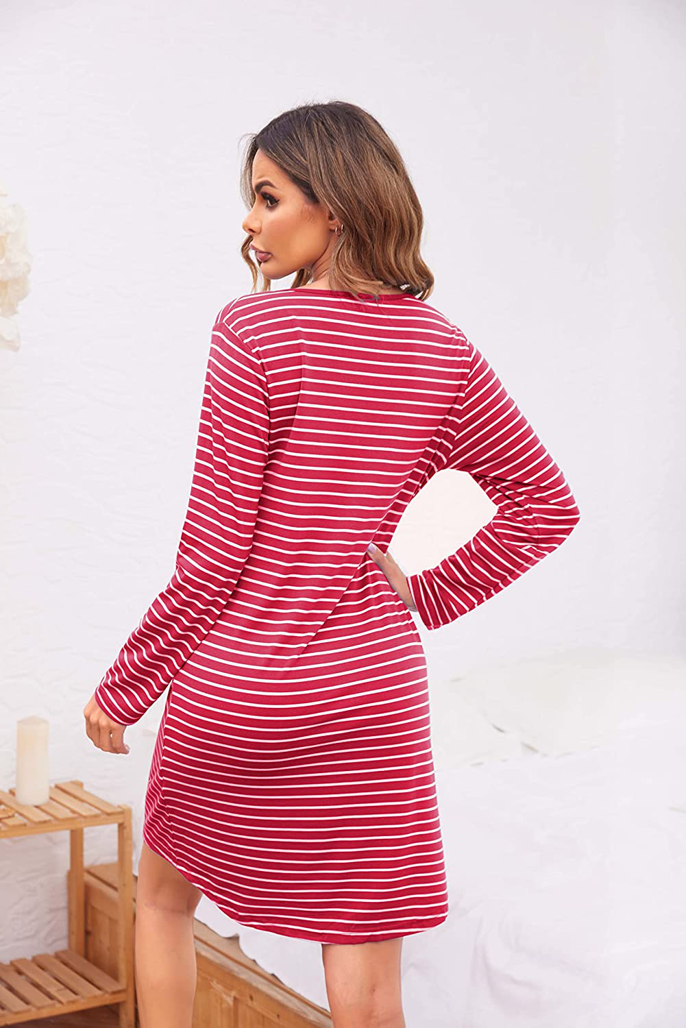 Ekouaer Women'S Nightshirt Long Sleeve Button down Nightgown V-Neck Sleepwear Short Sleeve Pajama Dress Apparel & Accessories > Clothing > Sleepwear & Loungewear > Nightgowns Kylie Max   
