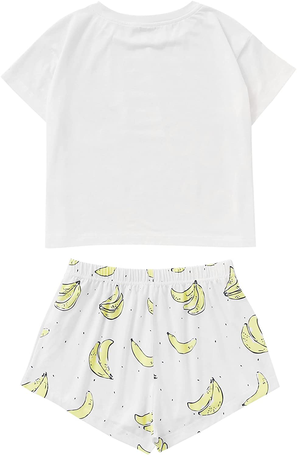 DIDK Women'S Cute Cartoon Print Tee and Shorts Pajama Set Apparel & Accessories > Clothing > Sleepwear & Loungewear > Pajamas Kylie Max   