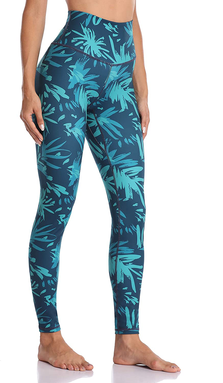 Colorfulkoala Women's High Waisted Pattern Leggings Full-length Yoga Pants Apparel & Accessories > Clothing > Activewear Colorfulkoala Aqua Palms X-Small 