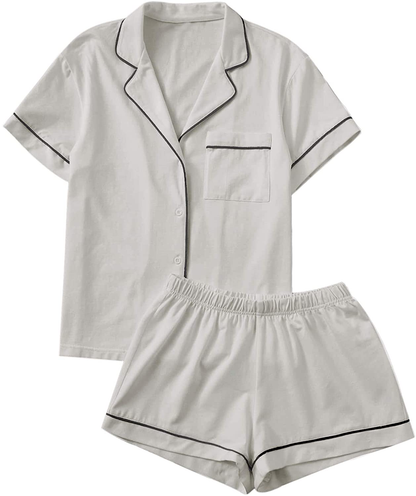 Floerns Women's Notch Collar Short Sleeve Sleepwear Two Piece Pajama Set Apparel & Accessories > Clothing > Sleepwear & Loungewear > Pajamas Floerns   