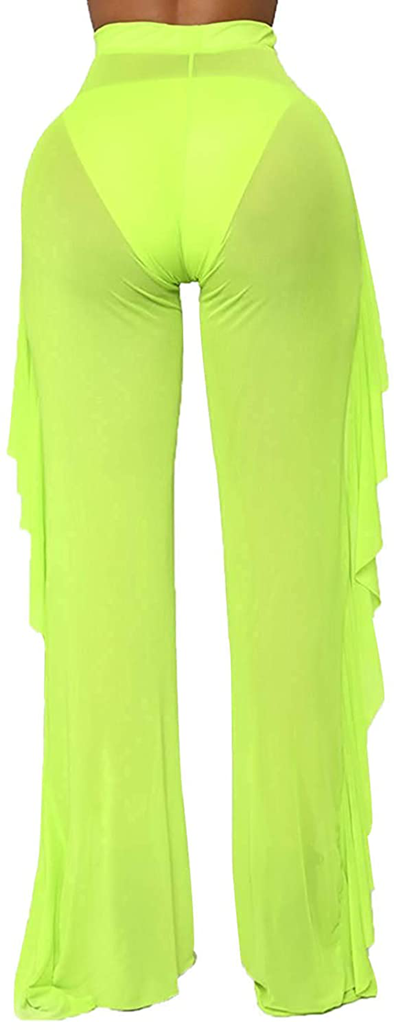 Willow Dance Women'S Perspective Sheer Mesh Ruffle Pants Swimsuit Bikini Bottom Cover up Pants Apparel & Accessories > Clothing > Swimwear Kylie Max   
