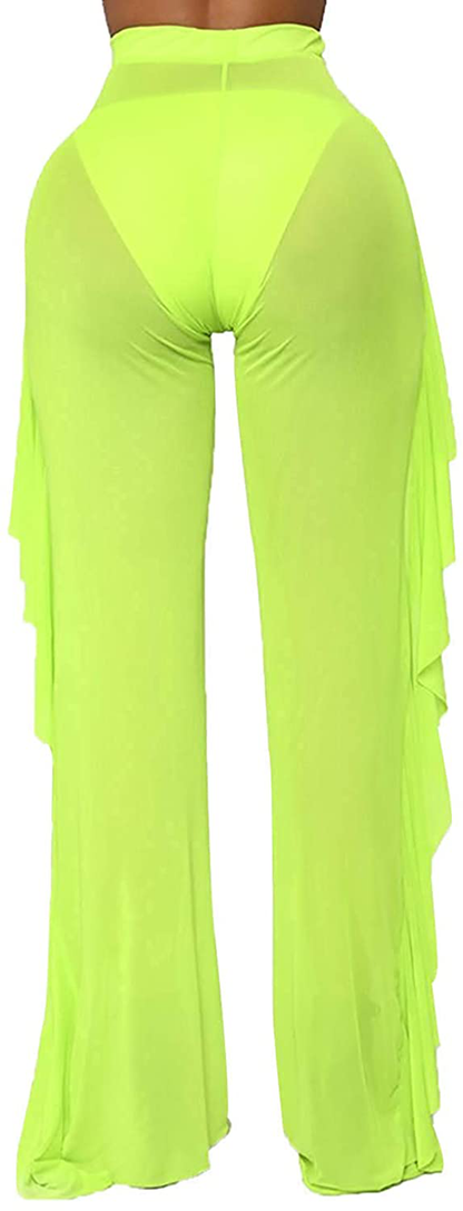 Willow Dance Women'S Perspective Sheer Mesh Ruffle Pants Swimsuit Bikini Bottom Cover up Pants Apparel & Accessories > Clothing > Swimwear Kylie Max   