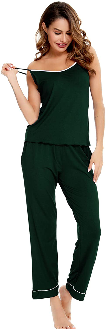 Lecgee Women'S Pajamas Set V-Neck Two Piece Sleepwear Spaghetti Strap Sleeveless Nightwear Apparel & Accessories > Clothing > Sleepwear & Loungewear Kylie Max   