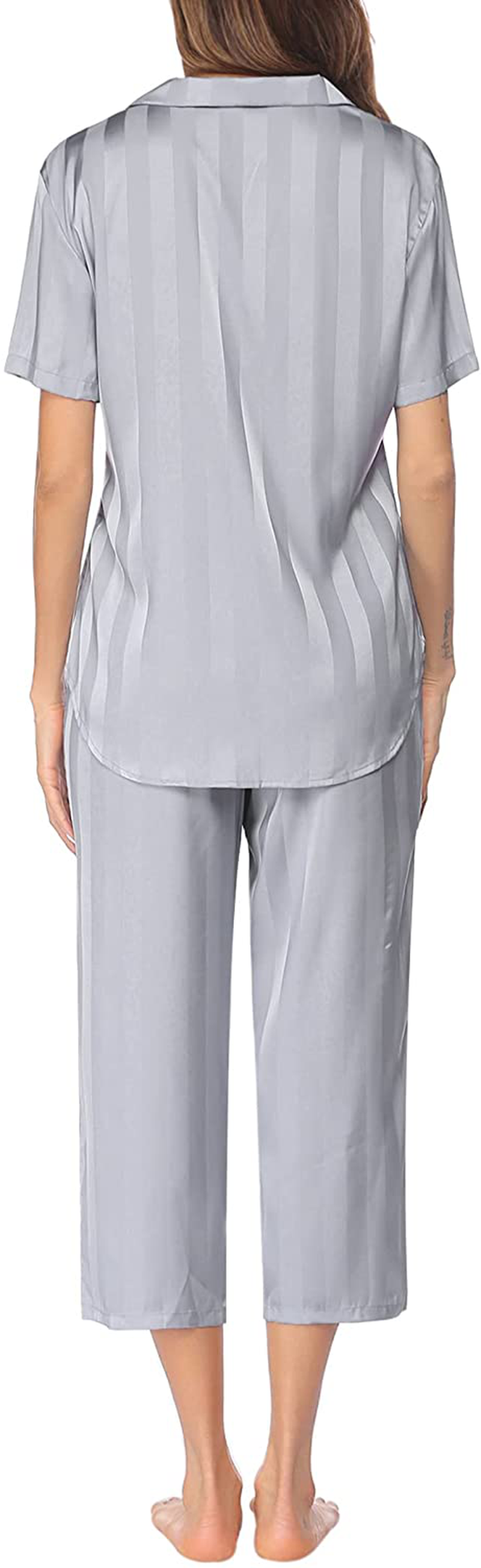 Ekouaer Women Silk Satin Pajamas Button down Lounge Sets Short Sleeve Sleepwear Apparel & Accessories > Clothing > Sleepwear & Loungewear > Pajamas Kylie Max   