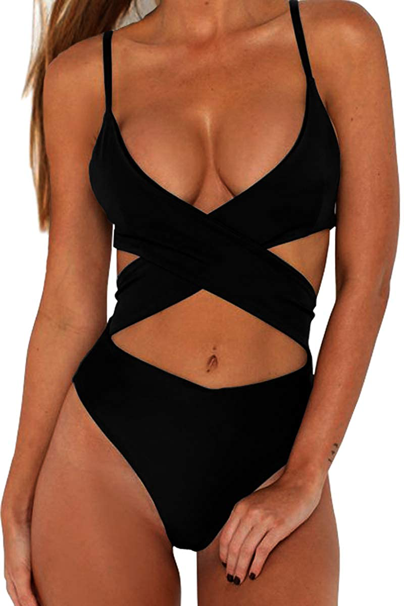 CHYRII Women'S Sexy Criss Cross High Waisted Cut Out One Piece Monokini Swimsuit  Kylie Max   