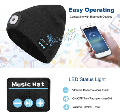 Keains Unisex Bluetooth Beanie Hat with Light, Upgraded Musical Knitted Cap with Headphone and Built-in Stereo Speakers & Mic, LED Hat for Running Hiking,Christmas Gifts for Men Women Dad Arts & Entertainment > Party & Celebration > Gift Giving Keains   