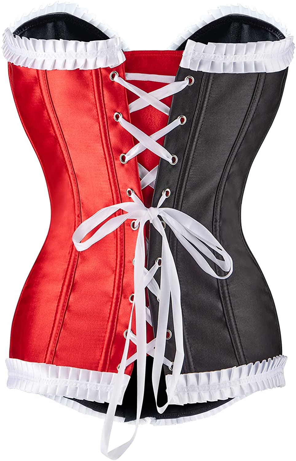 Littleforbig Women'S Lace up Boned Overbust Corset Bustier Bodyshaper Top - Mad Love Pattern Apparel & Accessories > Clothing > Underwear & Socks > Lingerie Littleforbig   