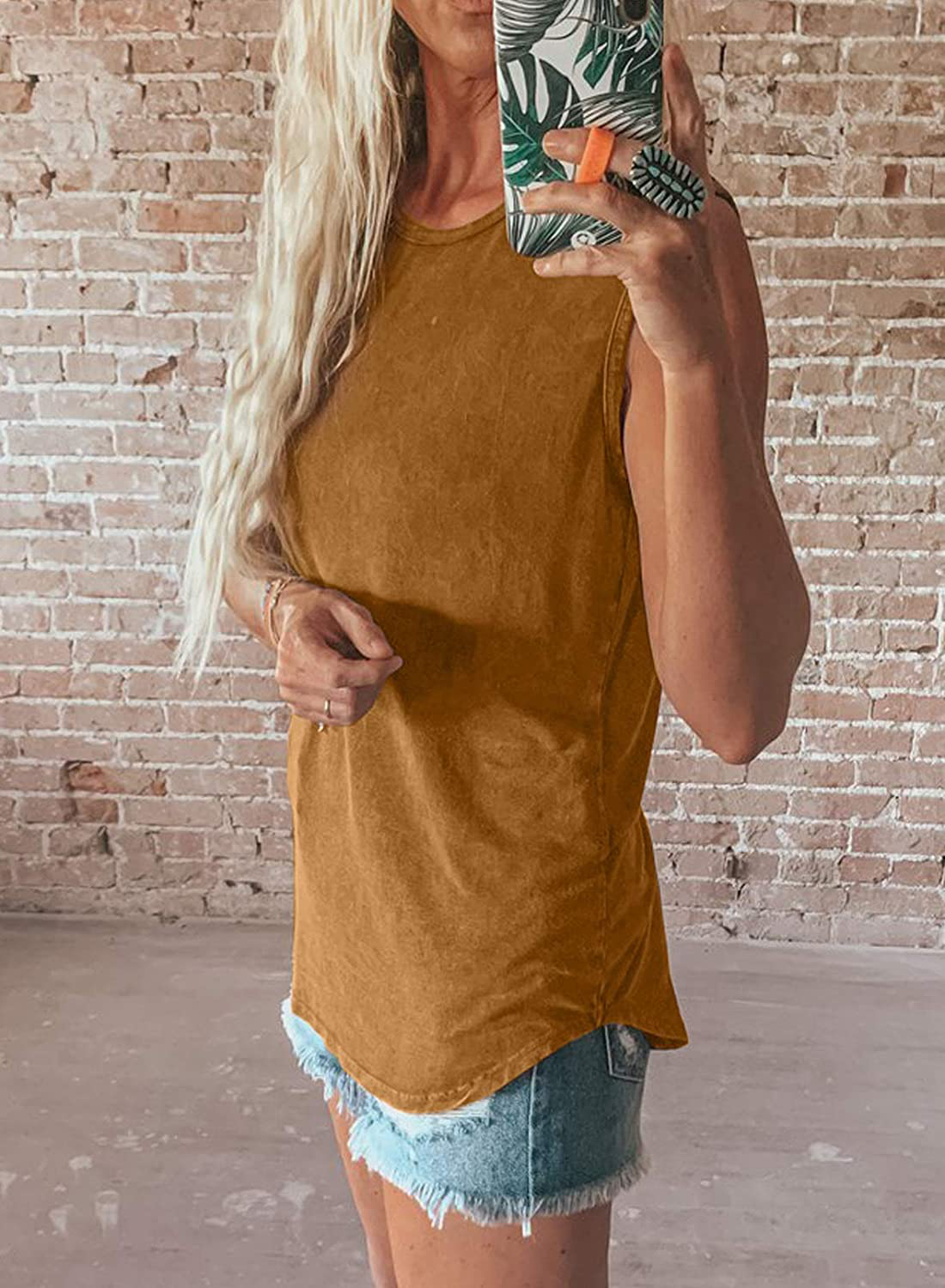 Dokotoo Womens Crew Neck Tank Tops Summer Leopard Detail Print Top Casual Cami Shirts Blouses S-XXL Apparel & Accessories > Clothing > Activewear Kylie Max   
