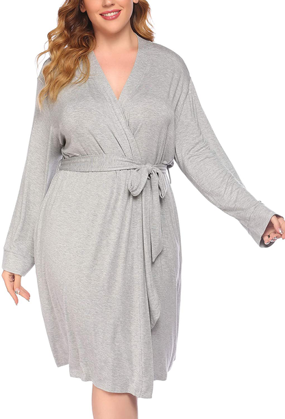 IN'VOLAND Women plus Size Robes Long Sleeve Bath Robe Knit Bathrobe Soft Sleepwear Ladies Nightwear(16W-28W) Apparel & Accessories > Clothing > Sleepwear & Loungewear > Robes IN'VOLAND   