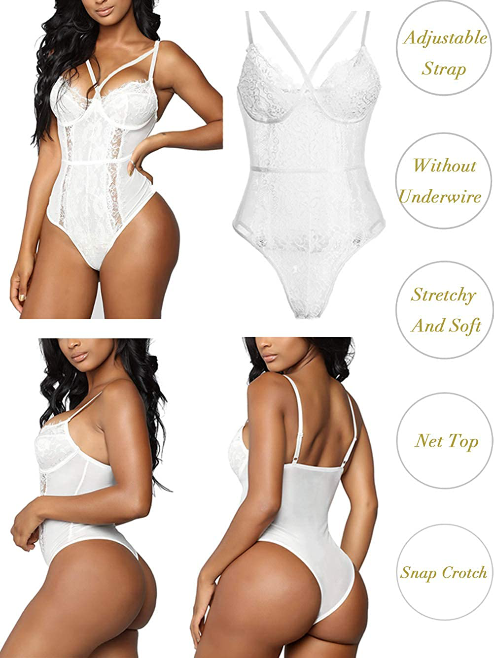See through Lingerie,V-Neck Lace Babydoll,Sexy Lingerie Women,One Piece Bodysuit Apparel & Accessories > Clothing > Underwear & Socks > Lingerie Kylie Max   