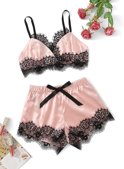 Sweatyrocks Women'S Lace Trim Underwear Lingerie Straps Bralette and Panty Set Apparel & Accessories > Clothing > Sleepwear & Loungewear Kylie Max   