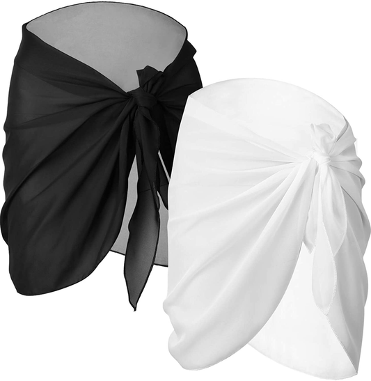 Chuangdi 2 Pieces Women Beach Wrap Sarong Cover up Chiffon Swimsuit Wrap Skirts Apparel & Accessories > Clothing > Swimwear Kylie Max   