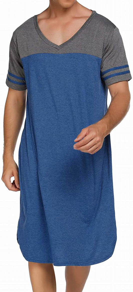 Ekouaer Nightgowns Mens V Neck Long Sleeve Sleepwear Big&Tall Pajama Sleeping Wear Loungewear Nightshirts M-XXXL Apparel & Accessories > Clothing > Sleepwear & Loungewear > Nightgowns Kylie Max   